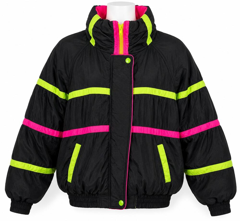 Neon Colorblock Vintage 80s Retro Ski Jacket Windbreaker East West Size M